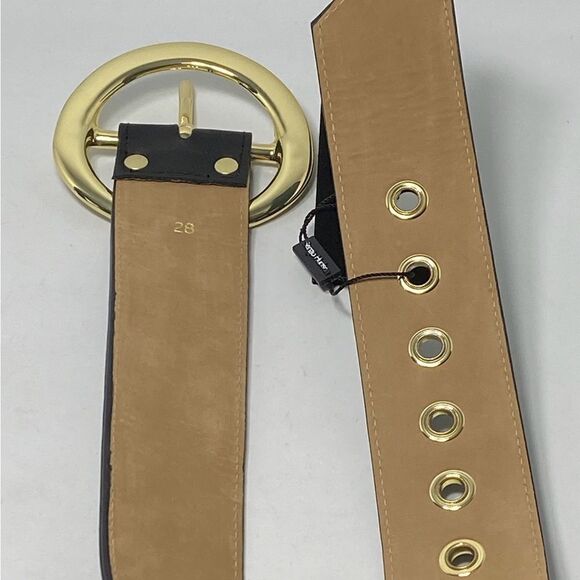 Sergio Hudson Black Signature Buckle Leather Belt Size 28 - Picture 5 of 12